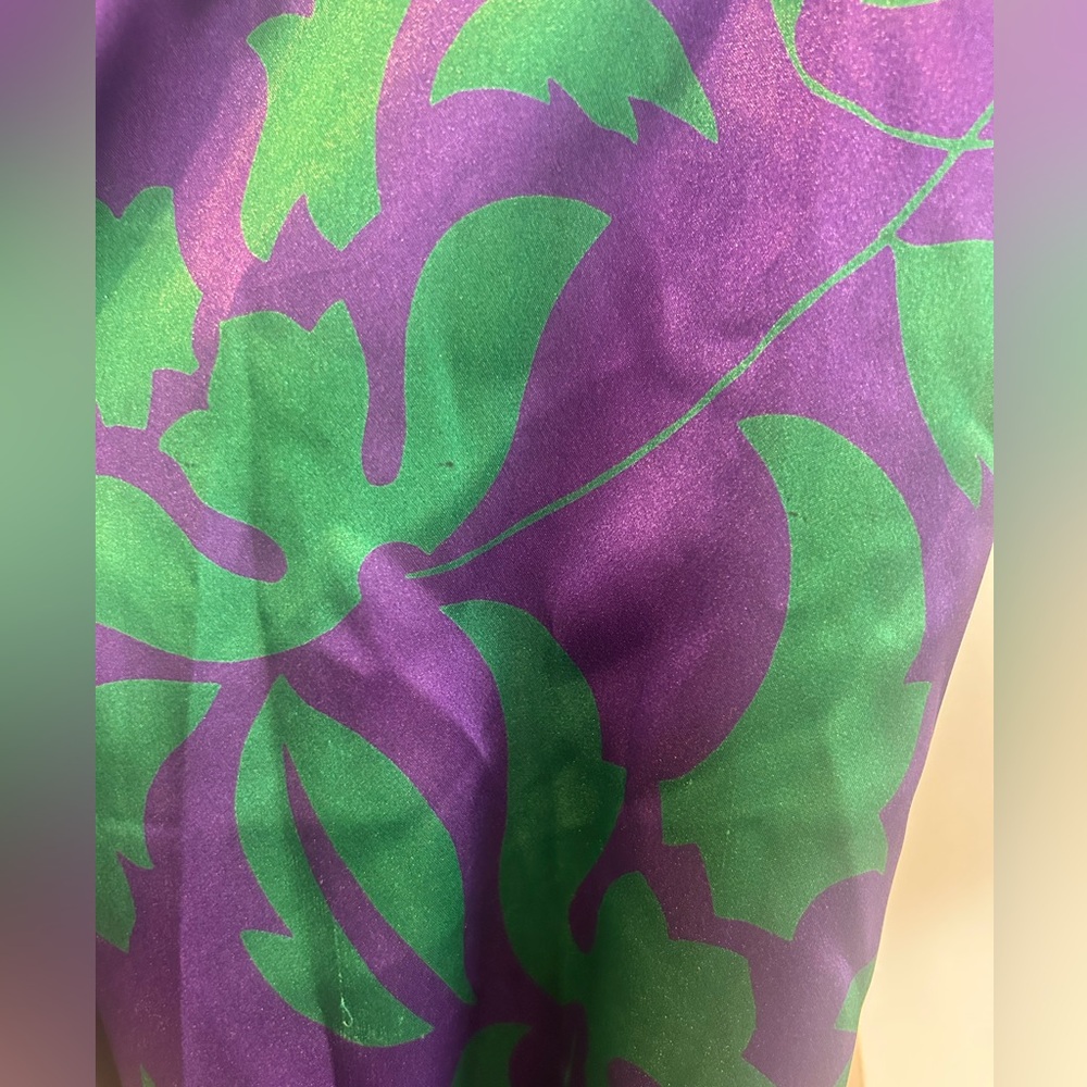 Vtg Victorias Secret Purple Green Satin Sleep Robe Long Sleeve Size M/L - Picture 8 of 15